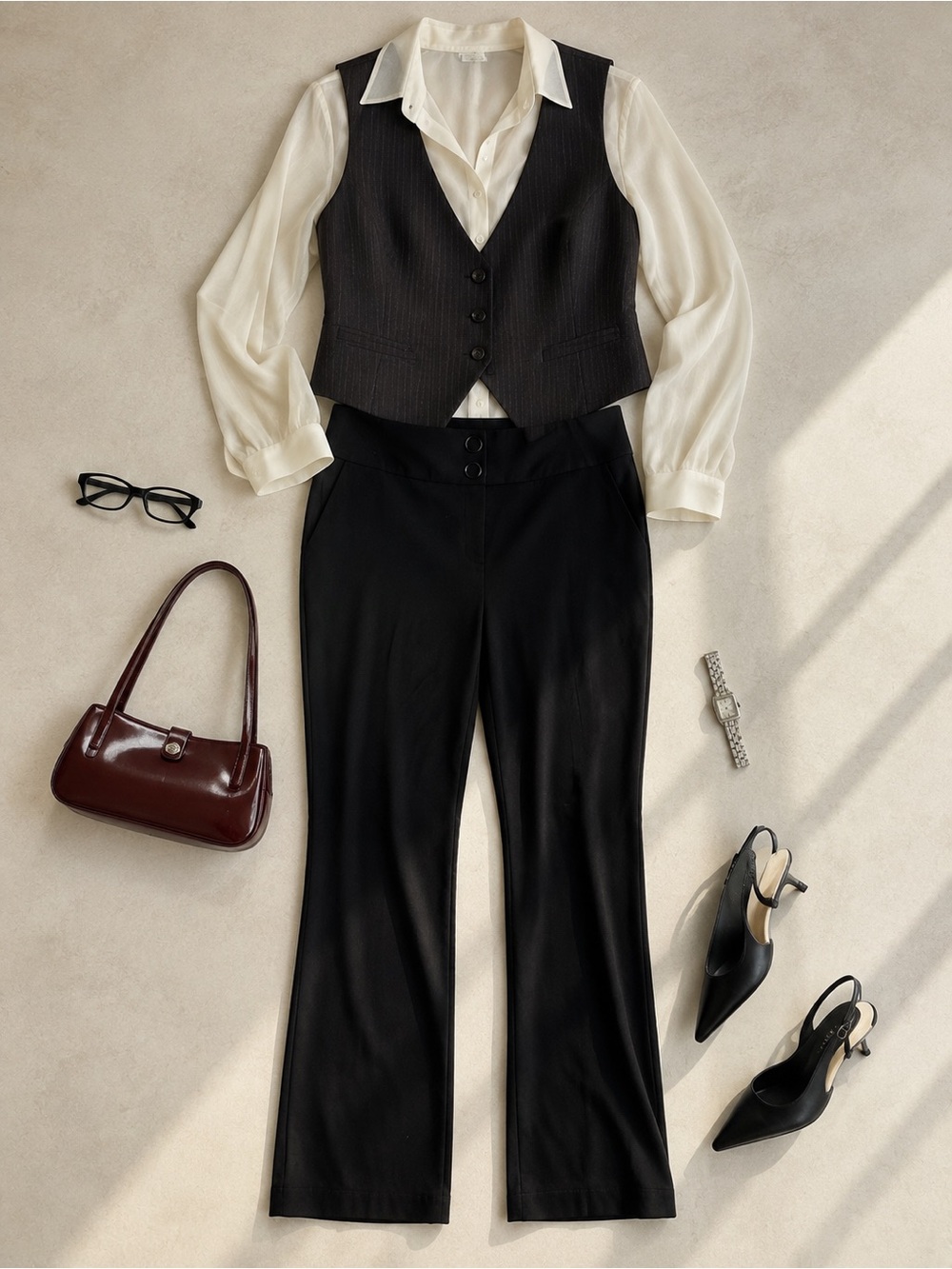 Alfani Black Stretch Trousers 14W Double Ring High Waist Pants